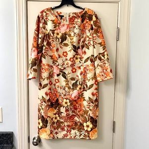 Talbots Fall Vintage Floral Sheath Dress Sz 16